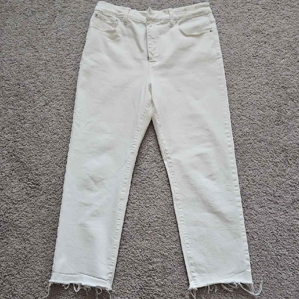 Madewell Cream 90s Straight Cropped Jeans